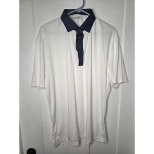 Collars & Co Mens Dress Collar Polo Shirt White Navy Blue Spread Collar XL